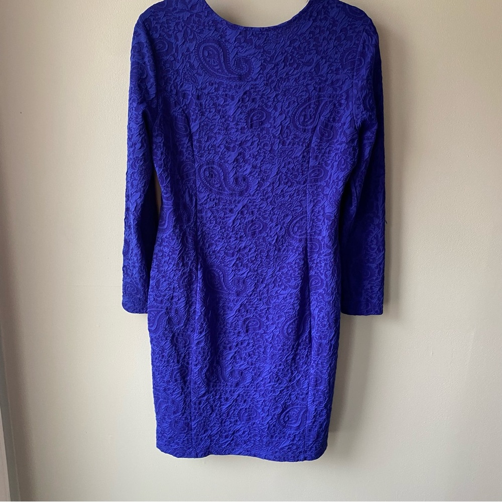 Royal blue printed long sleeved mini dress